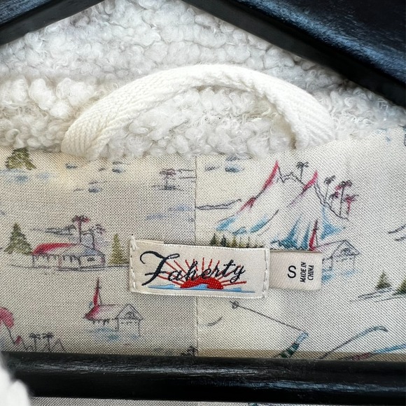 Faherty Jacket Womens Small Red Plaid Montana Moto Coat Sherpa Fleece - Picture 5 of 16